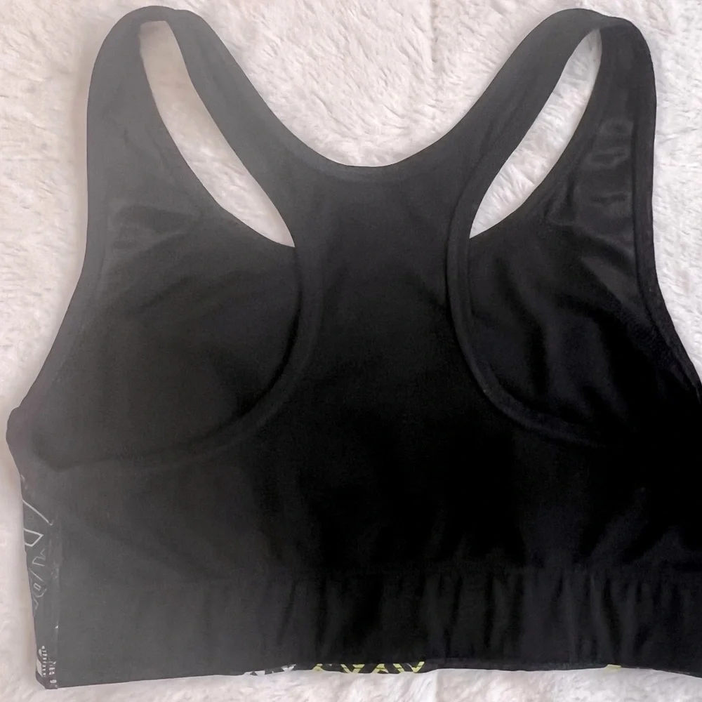 Victoria’s Secret PINK Ultimate Logo Unlined Black Yellow White Sports Bra S/P - Picture 5 of 5